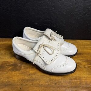 Unbranded Style 854 White Synthetic Leather Kiltie Wingtip Golf Shoes Womens 8.5